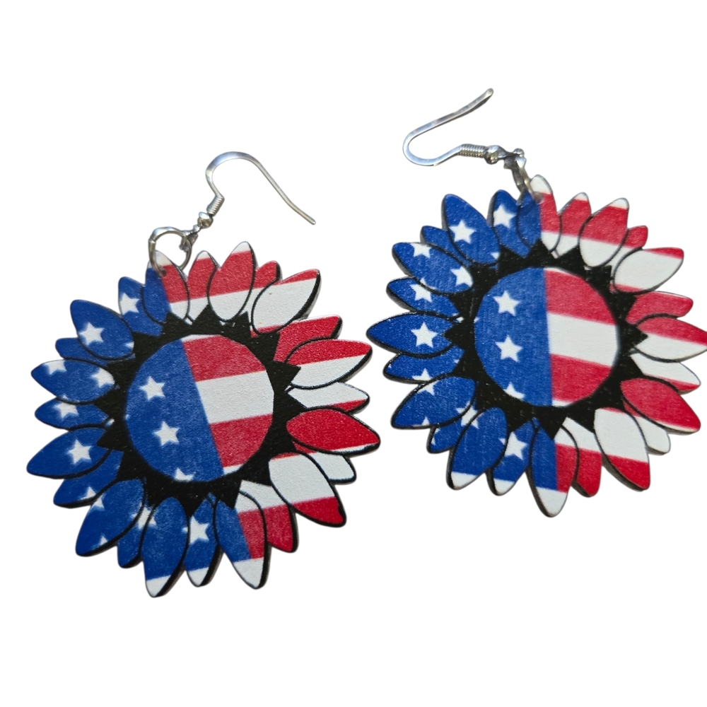 Patriotic Flower Earrings